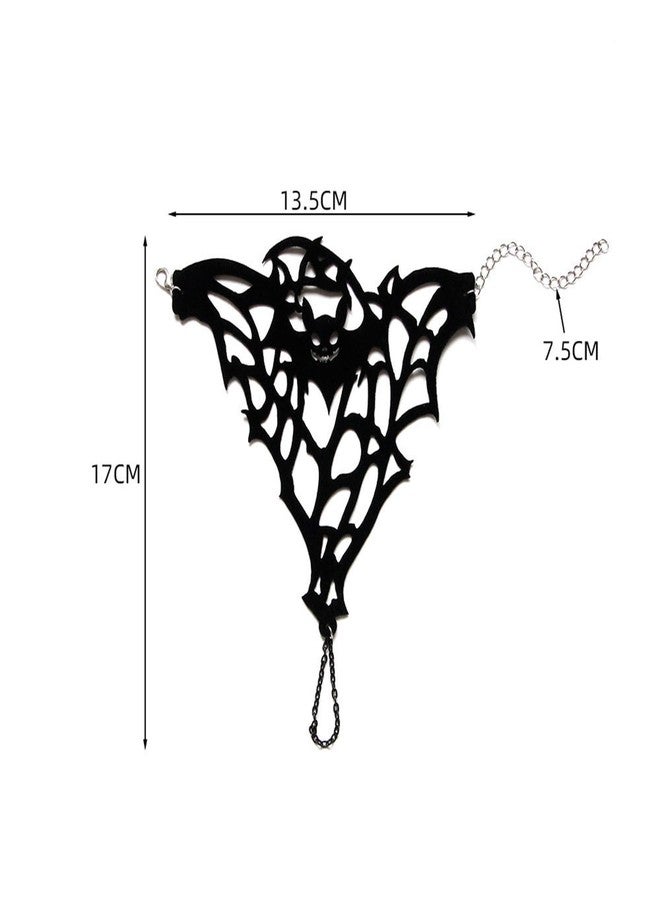 Decixde Halloween Bracelets for Women Black Velvet Bracelet with Finger Ring Gothic Spider Bat Spider Web Finger Ring Bracelet Halloween Jewelry for Women (bat) - Image 4